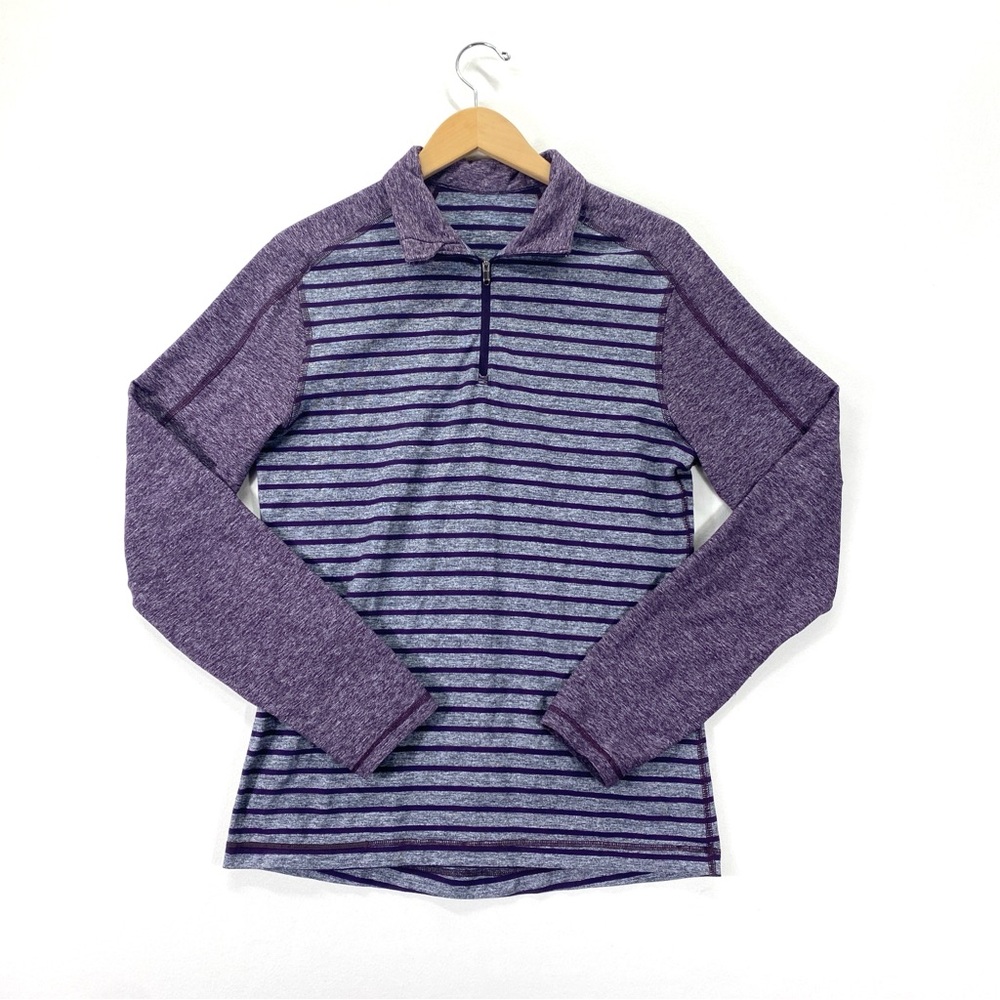 Lululemon men surge warm 1/2 zip pullover stripe long sleeve athletic tee small